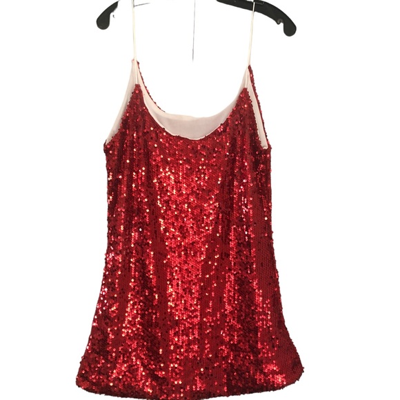 SEQUIN RED TANK or MINI DRESS SZ S - Picture 6 of 16